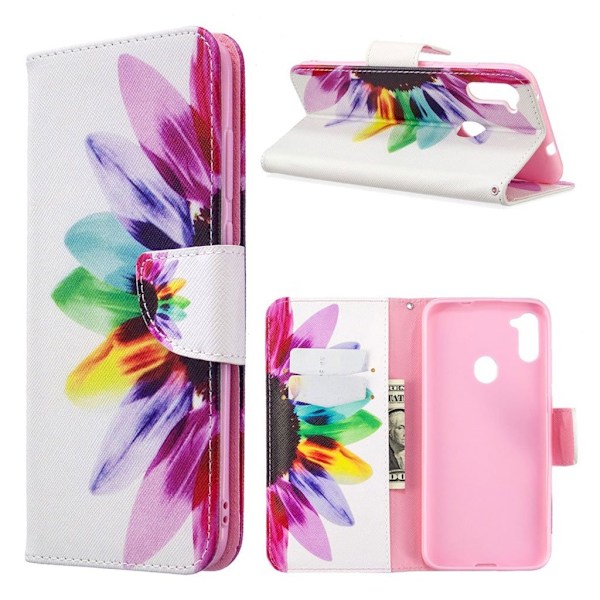 Wonderland Samsung Galaxy A11 / M11 Etui - Kronblademønster Multicolor