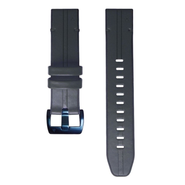 Garmin Fenix 6 / 5 ægte læder + silikone urrem - Sort Black