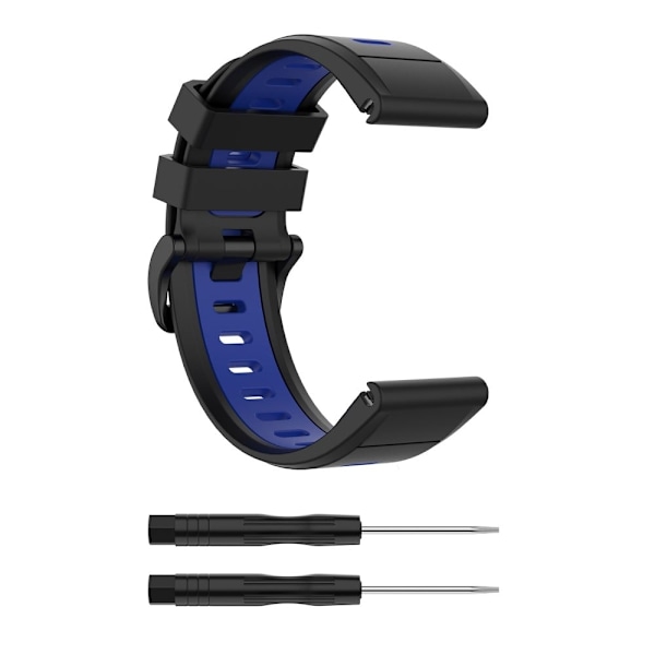 Garmin Fenix 7S tofarvet silikone-urrem - Sort / Blå Black
