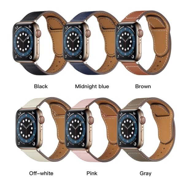 Apple Watch 40 mm klockarmband i äkta läder med nitdesign - Grå Silvergrå