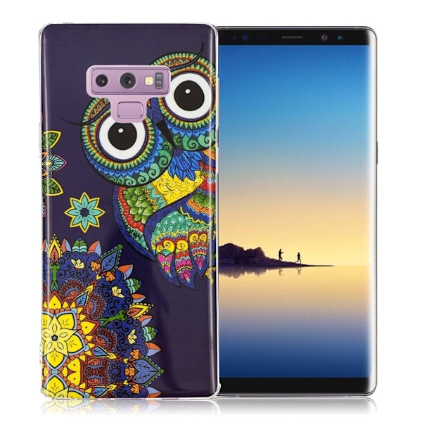 Samsung Galaxy Note9 mobiletui i silikone med kvalitets mønster - Farverig ugle Multicolor