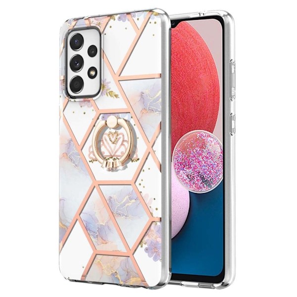 Marble Mønstret Cover med Ring Holder til Samsung Galaxy A13 4G - Krone Multicolor