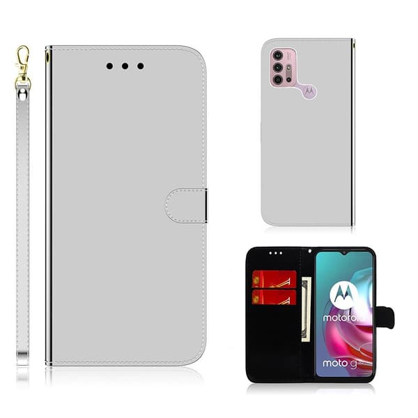 Mirror Motorola Moto G30 flip case - Hopea Silver grey