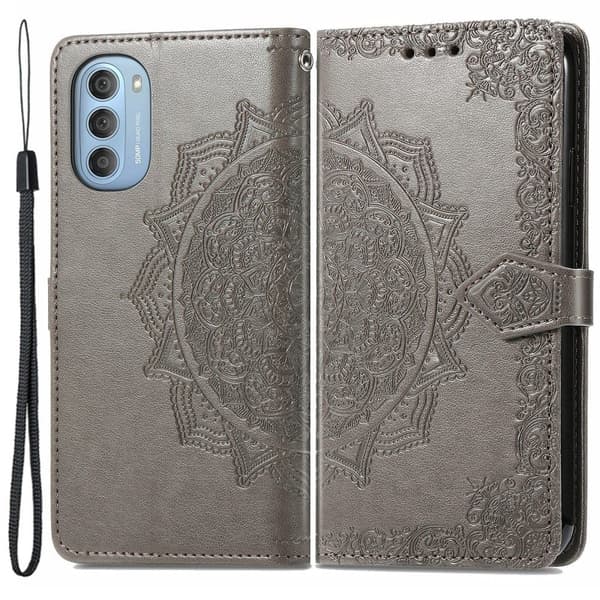 Mandala Motorola Moto G51 5G Flip Etui - Grå Silver grey