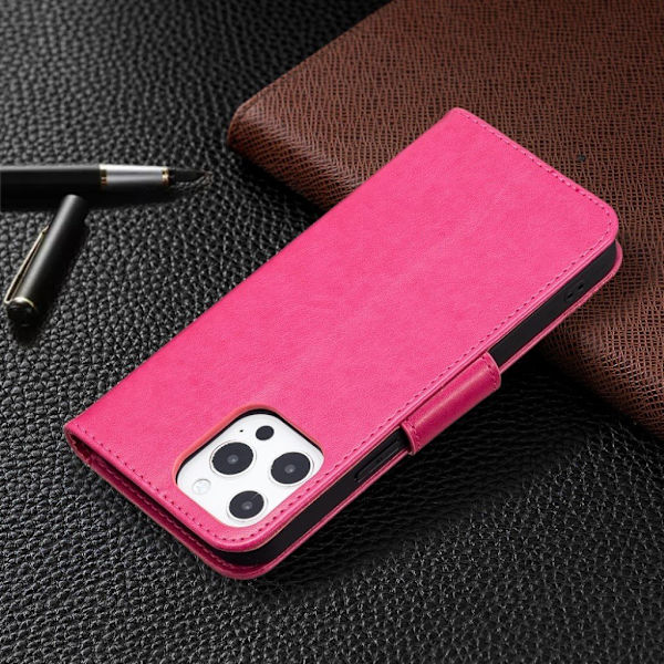Butterfly iPhone 13 Pro Max Læderetui - Pink Pink