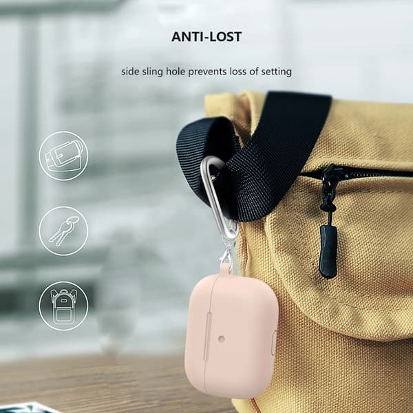 AirPods silikonfodral med karbinhake - Silt Rosa Rosa