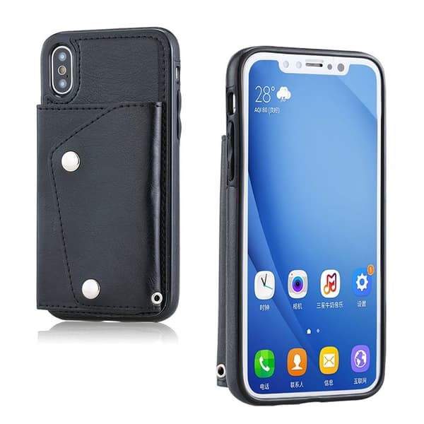 iPhone XS plånboksfodral i läder - Svart Svart