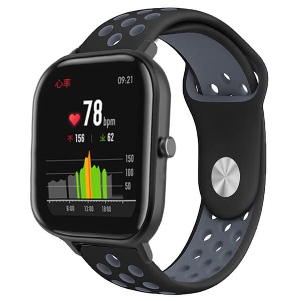 Amazfit Youth tofarvet silikone Urrem - Sort / Mørkeblå Black
