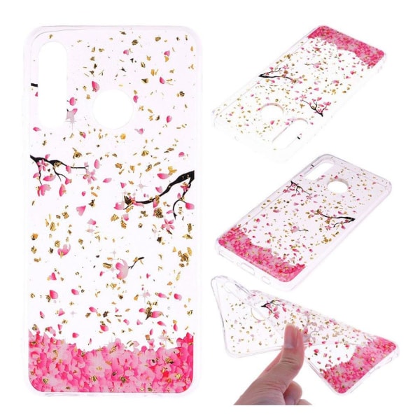 Huawei P30 Lite glitter pattern case - Falling Flowers Multicolor
