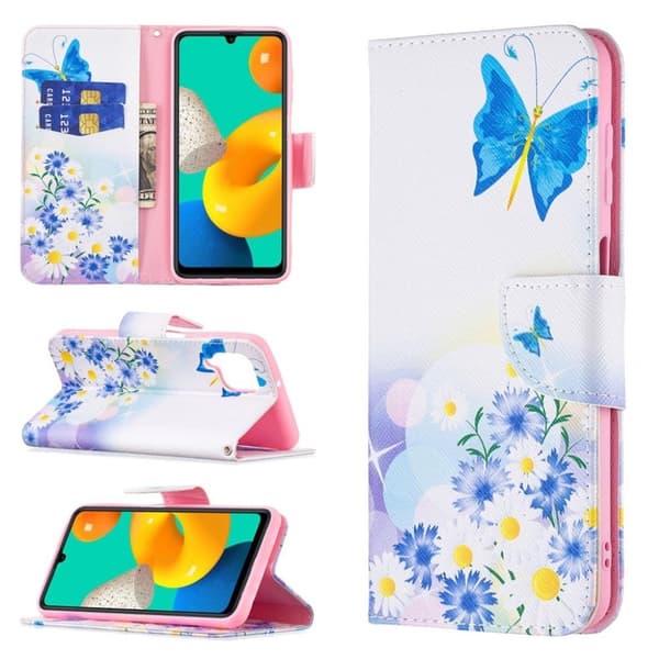 Wonderland Samsung Galaxy M32 flip-etui - Sommerfugl Og Blomst Multicolor