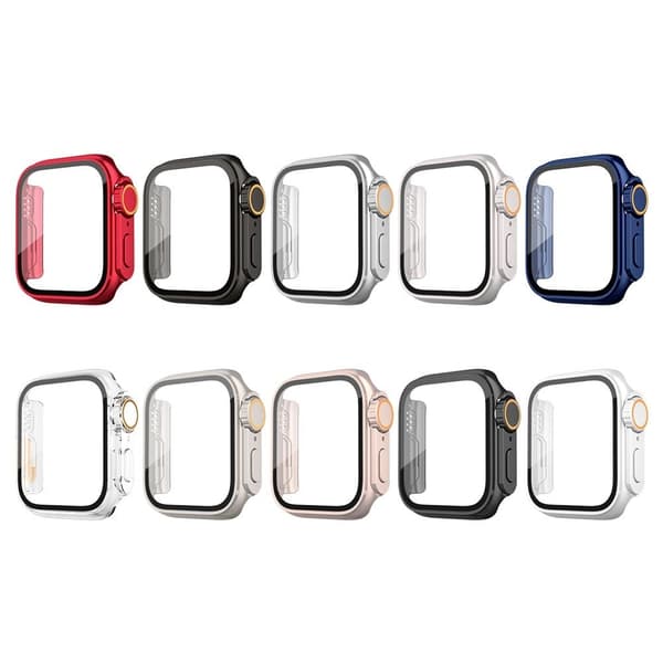 Bumpresistent klockfodral Apple Watch Series 9 8 7 41mm klockfodral med härdat glasfilm - Transparent Transparent