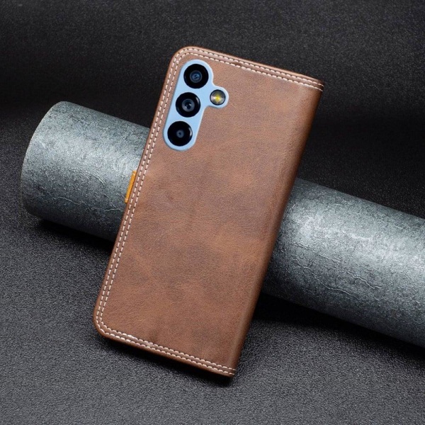 BINFEN tvåfärgat läder Samsung Galaxy A54 fodral - Brun Brun