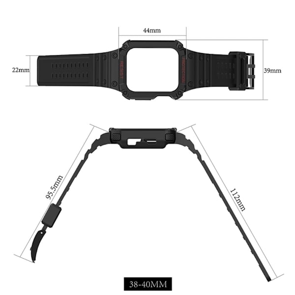 Apple Watch (41mm) fleksibel urrem i kontrastfarve - Sort / Blå Black