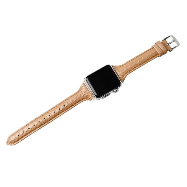 Apple Watch 40 mm urrem i læder med slangeskala - Lyserød Pink