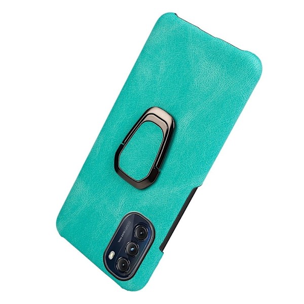Stødsikkert lædercover med oval kickstand til Motorola Moto G (2022) - Lysegrøn Green