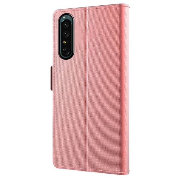 Phone Etui med Make-up Mirror og Slick Design til Sony Xperia 1 II - Rose Gull Pink