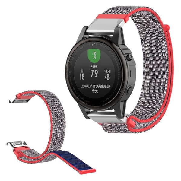 Garmin Fenix 6S / Fenix 5S Plus nylon loop Urrem - Rød / Blå Multicolor