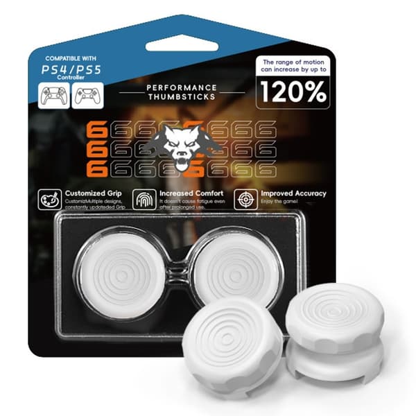 2-pack Sony PlayStation 5 / 4 Joystick Thumb Stick Kepsar Silikon Tumgrepp - Vit Vit