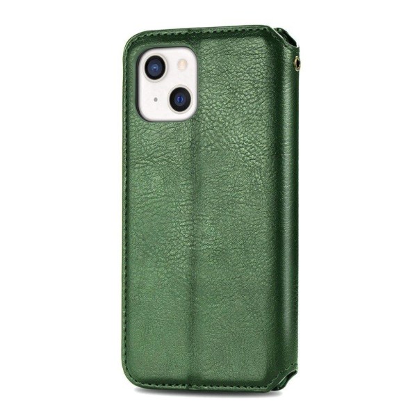 Nahkakotelo With A Stylish Rhombus Imprint For iPhone 13 - Vihreä Green