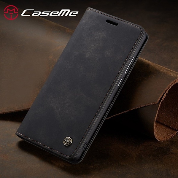 CaseMe Samsung Galaxy A40 Vintage kotelot - Musta Black
