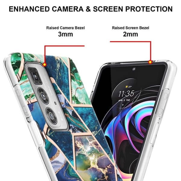 Marble Motorola Edge 20 Pro Suojakotelo - Sininen / Vihreä Multicolor
