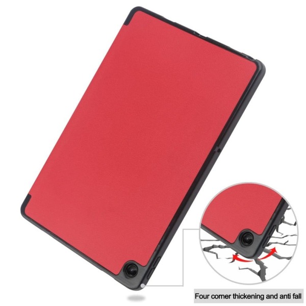 Tri-fold læderstativ-etui til Lenovo Tab M10 Plus (Gen 3) - Rød Red