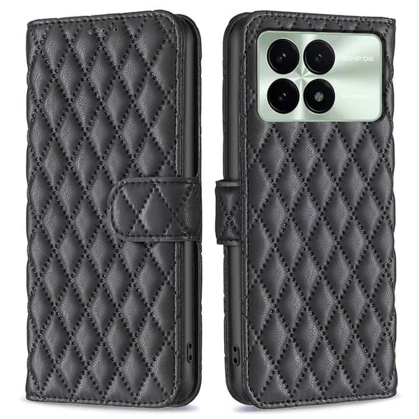 Rombemønster, matt flip-deksel for Xiaomi Redmi K70E - Svart Black