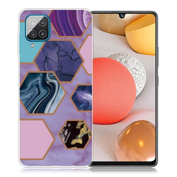 Marble design Samsung Galaxy A42 5G kotelot - Kuusikulmioita Violetti Tausta Purple