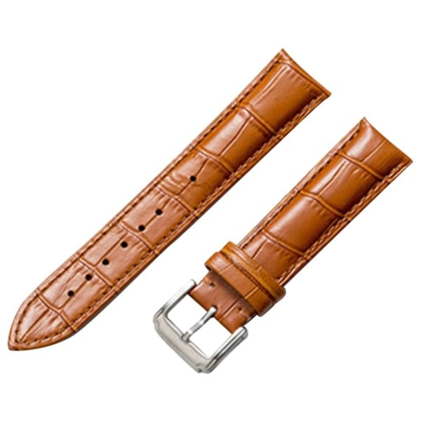 16mm Universal klockarmband i äkta läder - Ljusbrun Brun