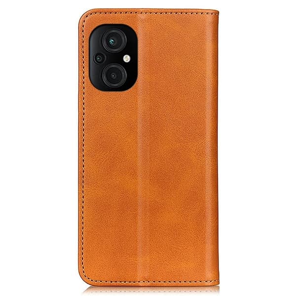 Flip Etui med Pung i Ekte Lær til Xiaomi Poco M5 - Brun Brown