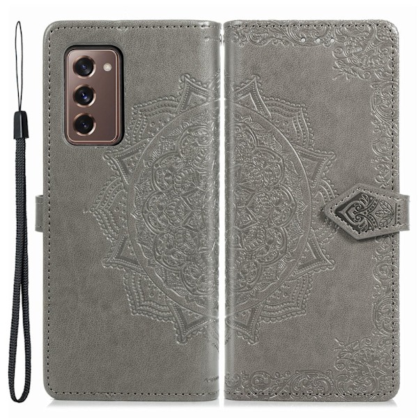 Mandala läder Samsung Galaxy Z Fold2 5G fodral - Silver/Grå Silvergrå