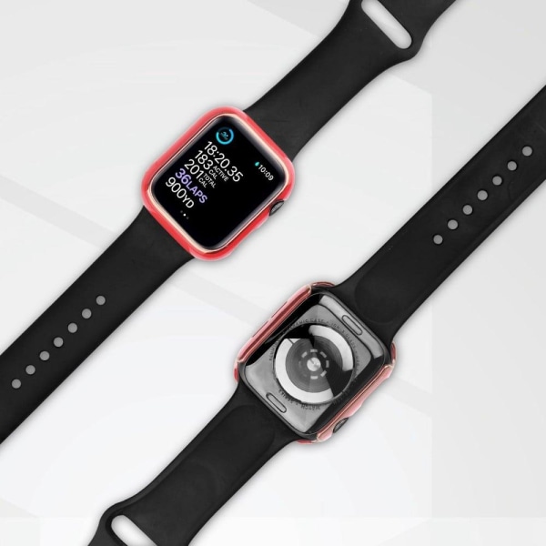 Apple Watch SE 2022 (40mm) kaksivärinen galvanoitu suojus karkaistulla lasilla - Punainen / Kulta Red