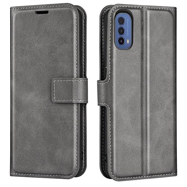 Lompakko Nahkakotelo For Motorola Moto E30 / E40 - Harmaa Silver grey