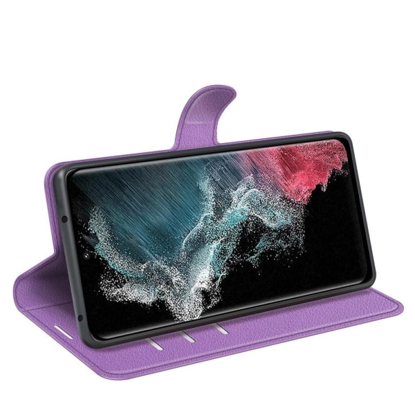 Klassisk Samsung Galaxy S23 Ultra Flip Etui - Lilla Purple