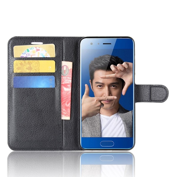 Huawei Honor 9 Stilrent läder fodral - Svart Svart