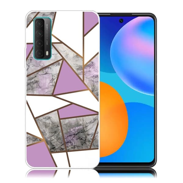 marmor Huawei Y7A / P Smart 2021 etui - lilla / hvid / grå marmor Multicolor