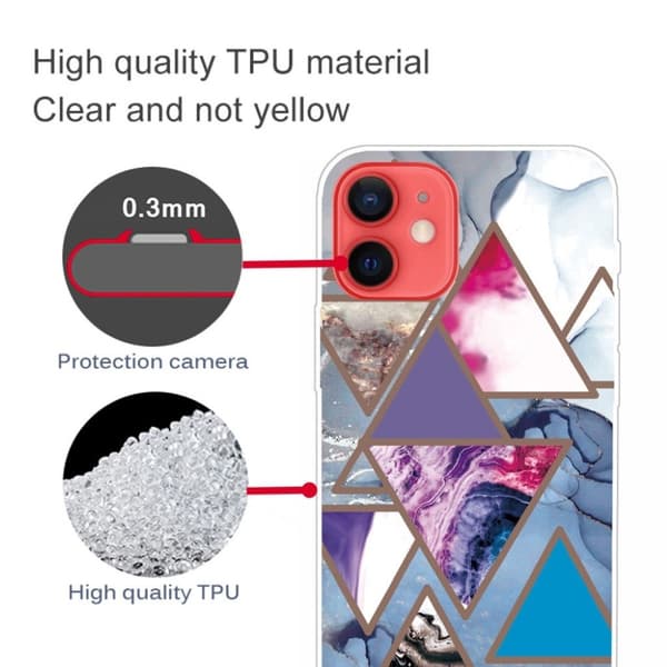 Marmormotiv iPhone 13 Mini skal - Triangelmönster I Marmor multifärg