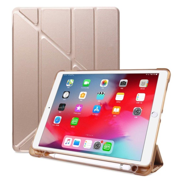 iPad 10.2 (2019) origami læder flip etui - Champagne Guld Gold