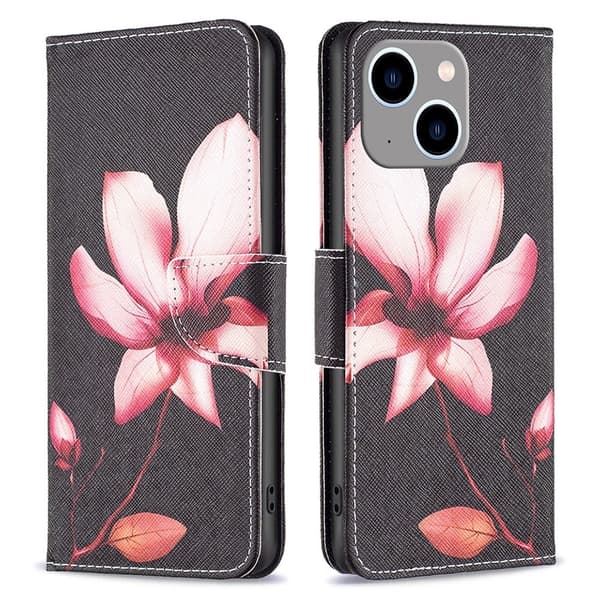 Wonderland iPhone 15 Plus Flippetui - Rosa Blomst Pink