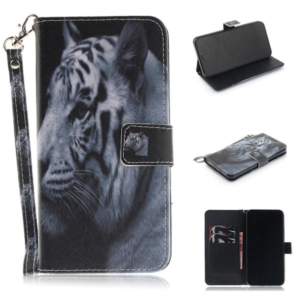 iPhone Xs Max flip cover i mønstret læder - Tiger Multicolor