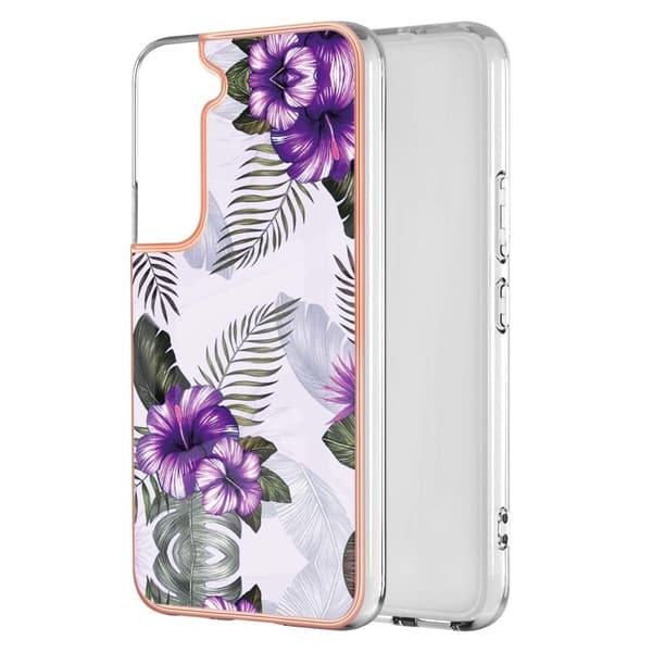 Marble Samsung Galaxy S22 Etui - Lilla Blomster Purple