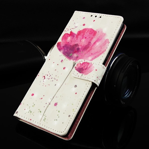 Huawei P30 Pro vaalea piste koriste nahkainen flip Suojakotelo - Punainen Kukka Red