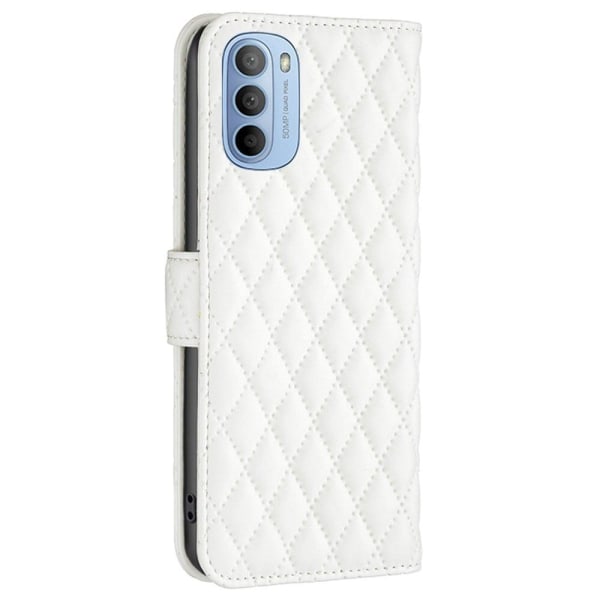 Rhombus Mønster Matte Flip Case til Motorola Moto G41 / G31 - Hvid White