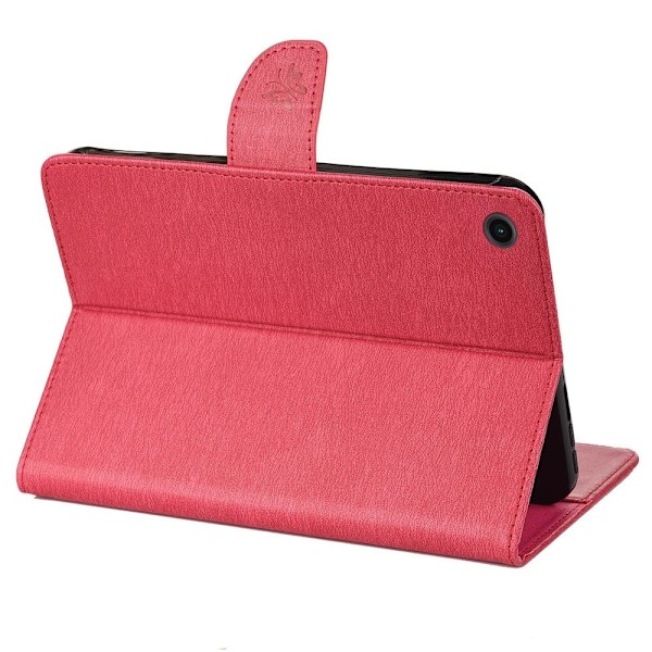 Samsung Galaxy Tab A8 10.5 (2021) perhonen kukka painettu nahkakotelo - Punainen Red