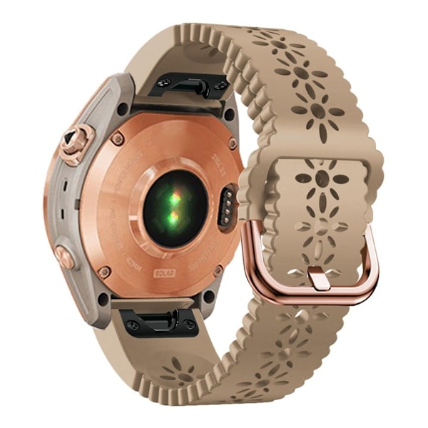 Silikonarmband med blommönster för Garmin-klocka - Khaki Brun