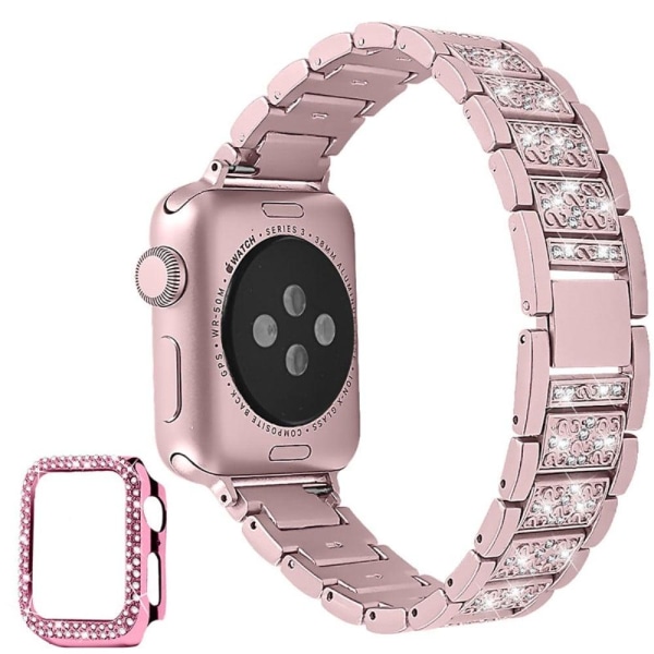 Apple Watch (45mm) 3 bead rhinestone décor watch strap with cove Pink