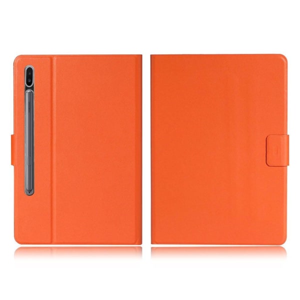 Samsung Galaxy Tab S7 simple läder flip fodral - orange Orange