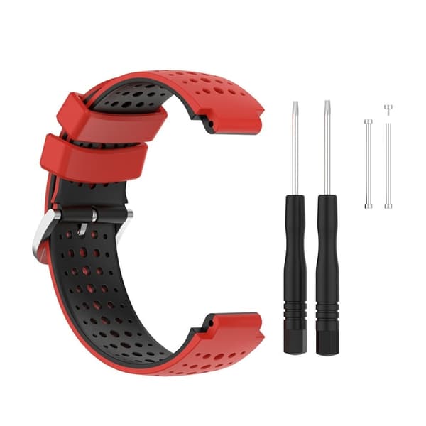 Garmin Forerunner 220 Silicone Watch Band Replacement Wrist Strap med runde huller - Rød + Sort Red