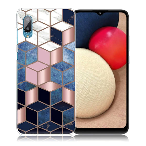 Marble Samsung Galaxy M02 / A02 Etui - Blå / Gull Terning Multicolor