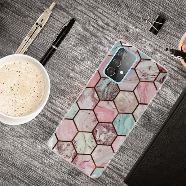 Deco Samsung Galaxy A73 Suojakotelo - Honeycomb Marble Pattern Multicolor